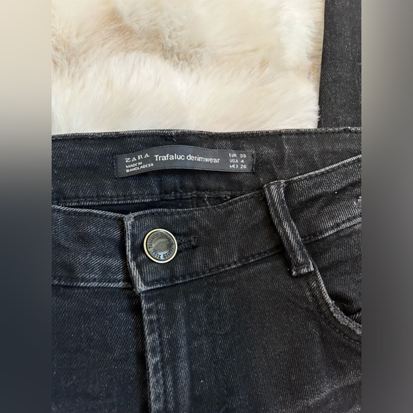 Zara black washed denim Trafaluc denimwear raw hem size 4 - Picture 8 of 13